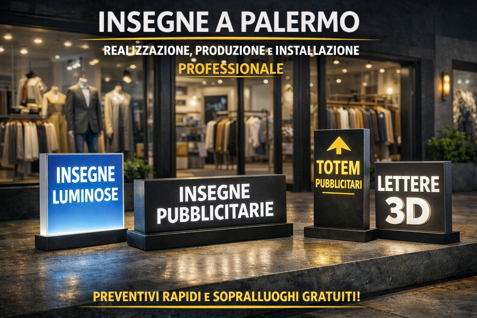 Insegne a Palermo: progettazione, produzione e installazione professionale