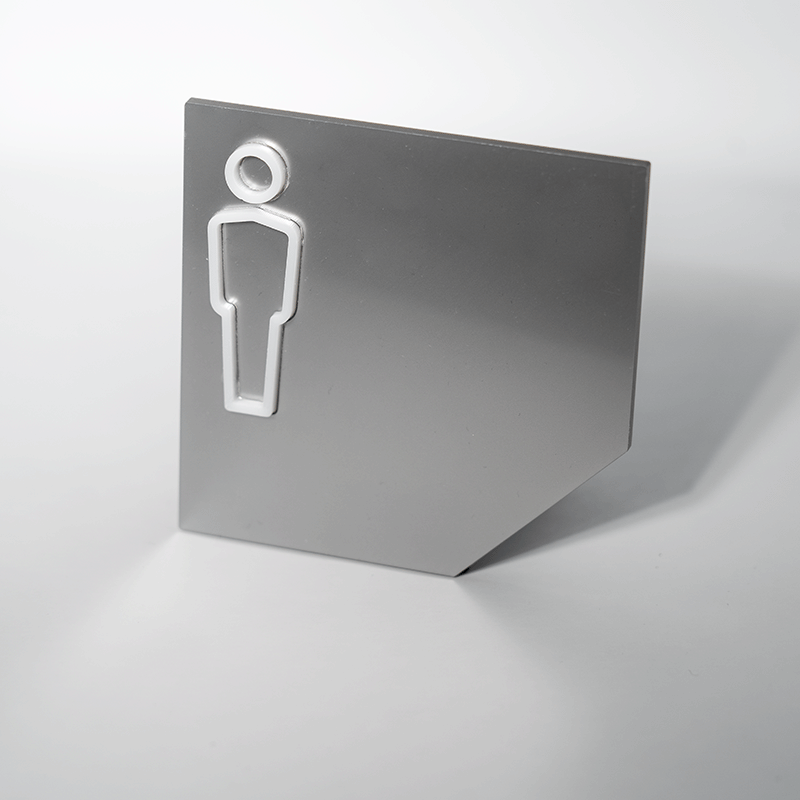 Targhetta segnaletica servizi igienici realizzata in plexiglass