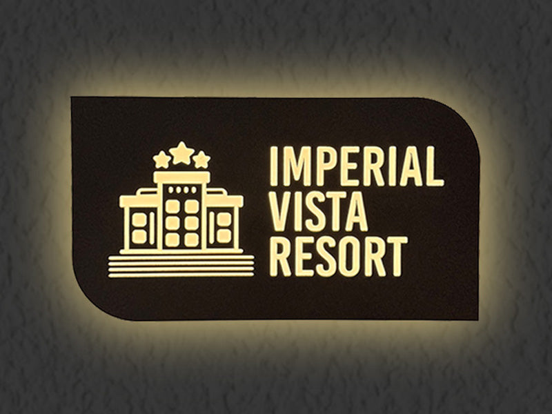 Insegna personalizzata per hotel illuminata