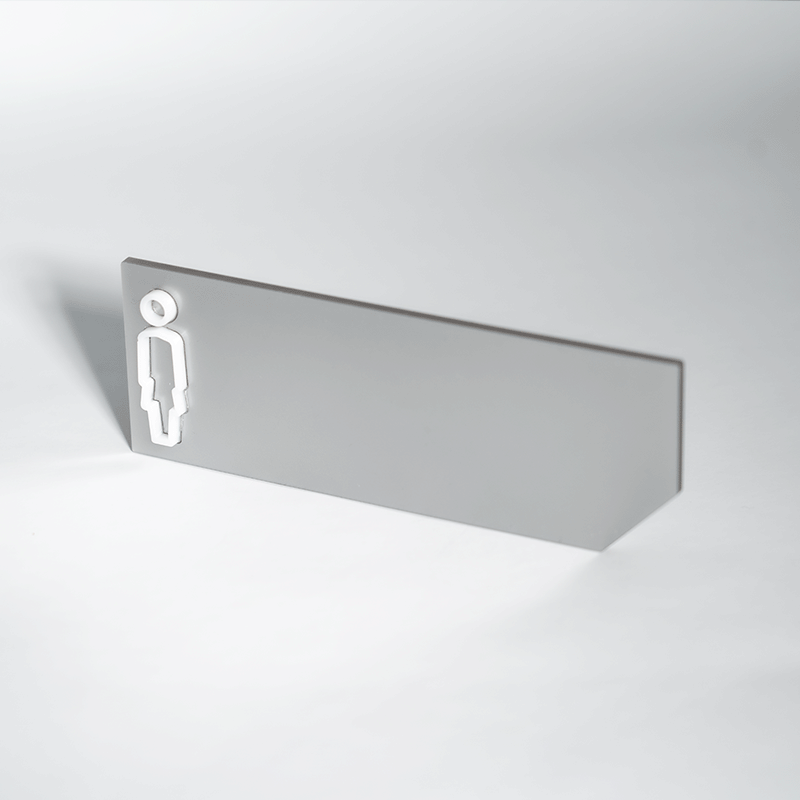 Segnaletica rettangolare argentata servizi igienici realizzata in plexiglass