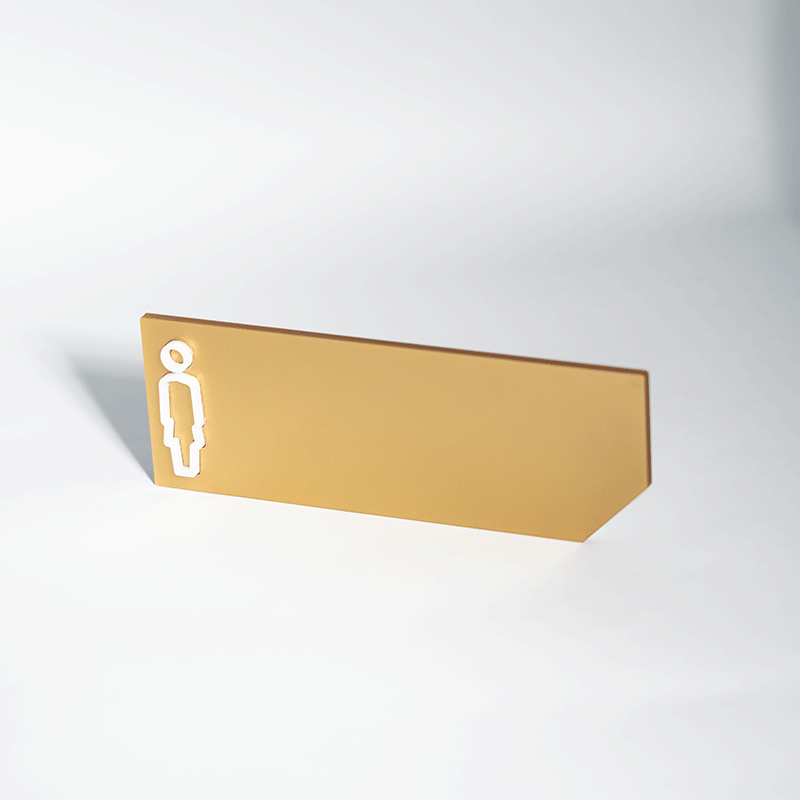 Segnaletica rettangolare squadrata servizi igienici gold in plexiglass