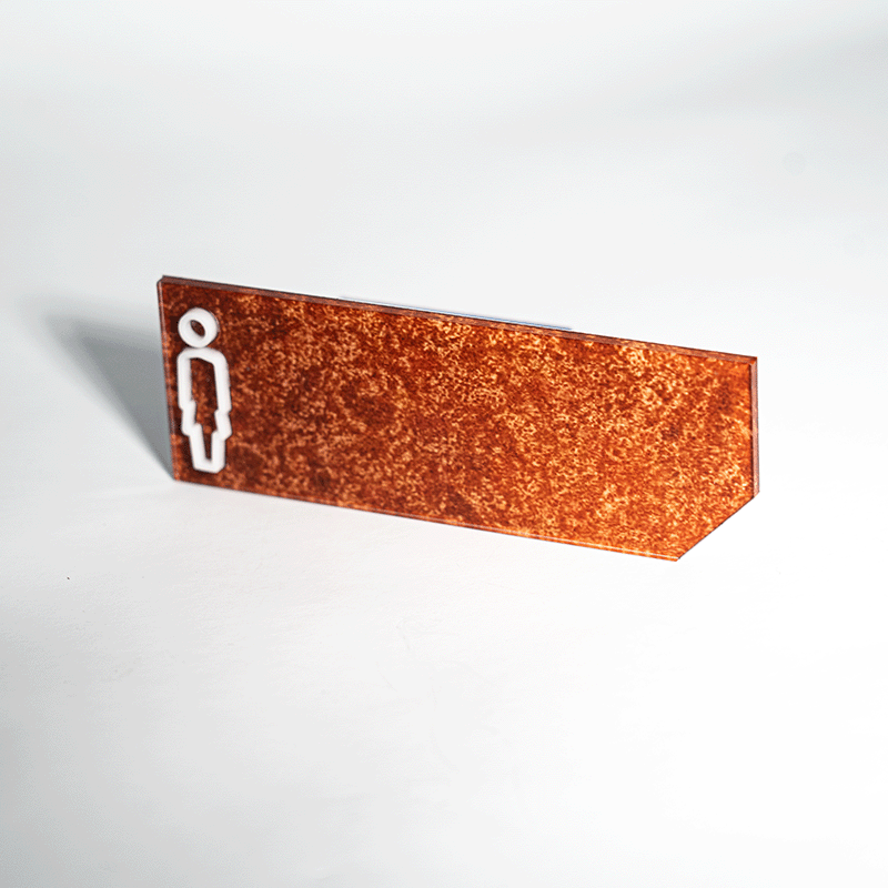 Segnaletica corten servici igienici realizzata in plexiglass 