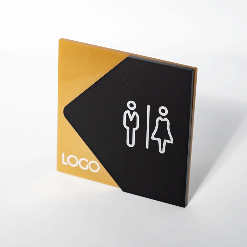 Segnaletica servizi igenici dorata in plexiglass