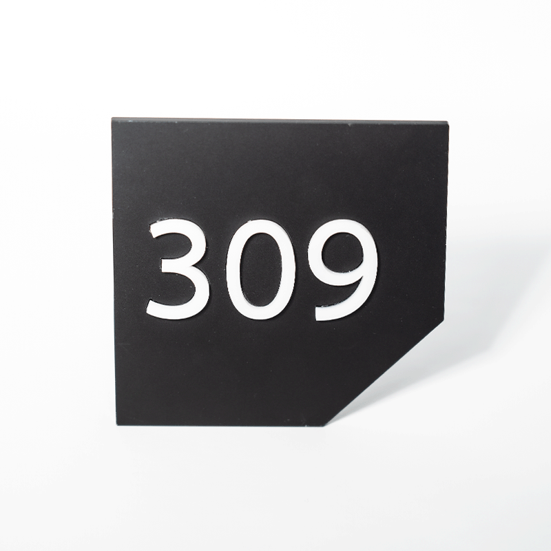 Targa numero camera nero plexiglass