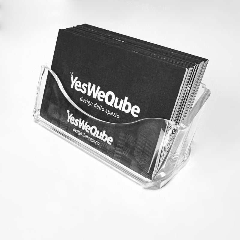 porta biglietti da visita in plexiglass con logo inciso