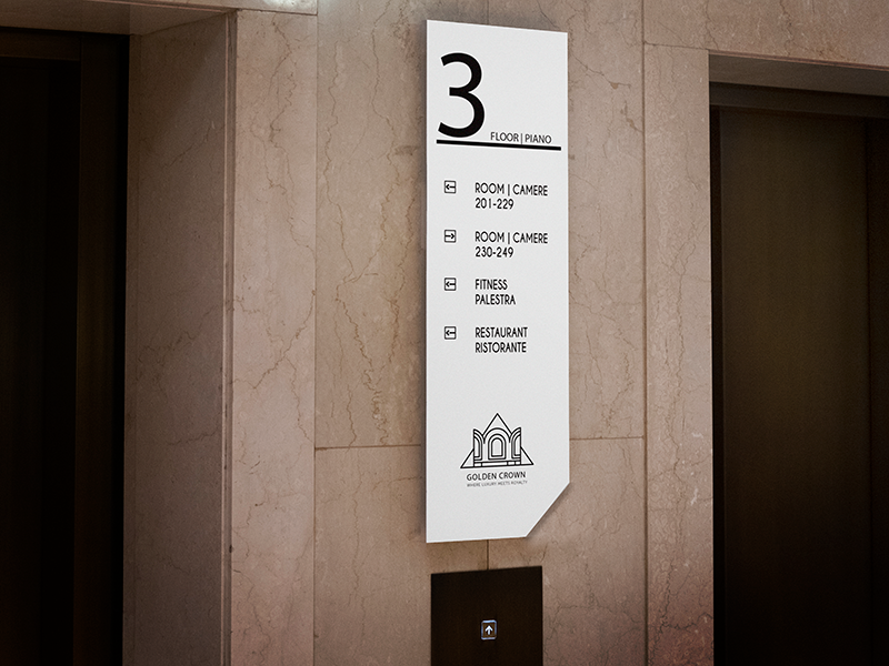 Segna piano per hotel realizzato in plexiglass